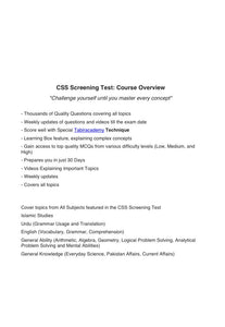 CSS Screening Test Package - dogarbooks